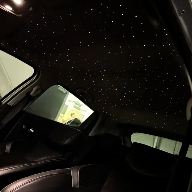 Starlight headliner beside a sunroof detailed by LA's Auto Detailing
